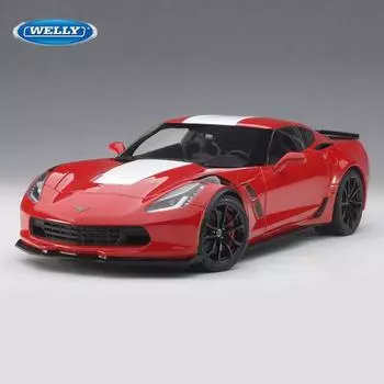 ВЕЛЛИ 1:24 Chevrolet Corvette Z06 2017 литой спортивный автомобиль модель литой гоночный автомобиль модель симуляция коллекция детские игрушки подарок жёлтый