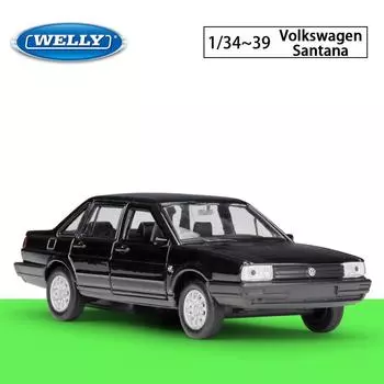 Велли 1:36 весов Volkswagen SANTANA, модель автомобиля из сплава, литье под давлением, металлические игрушечные автомобили, модель автомобиля, коллекция высокой имитации, детские подарки 1:36-size:11.9*4.5*3.6cm чёрный