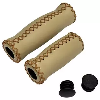 Velo Bicycle Grips Beige Long Short Small [Barrel-Shaped Grips] 127mm/92mm & VLG-617-3A бежевый