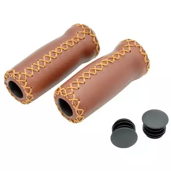 VELO Bicycle Grips Set of 2 [Barrel-Shaped Grips] Brown, 92mm, (VLG-617-2A)