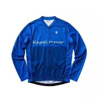 Веломайка Kapelmuur Cycling с длинным рукавом Cursive WXL, с принтом, синяя, синий