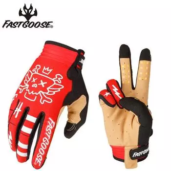 Велоперчатки с длинными пальцами, всесезонные, гоночные, внедорожные, ладонь для велоспорта, велосипедные, мотоциклетные S красный