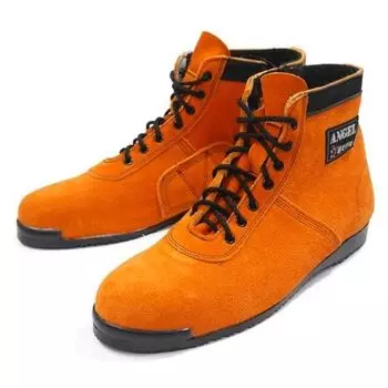 Модифицированные велюровые защитные ботинки с кленовой воловьей кожей, сертифицированные по стандарту JIS CHS29 [модель Tsubaki], застежка-молния средней вязки, (оранжевый), хром, носок, оранжевый