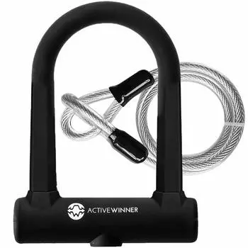 Велосипед Active Winner с проволочным велосипедным ключом, силиконовым чехлом для велосипедного замка U-образного типа чёрный