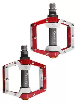 Велосипед Travay Pedal, алюминиевый, Ultra 3, левый и правый, для езды по городу и по шоссе [Ось педалей, сплав, прочный, легкий, подшипники, нескользящие гвозди, набор, красный