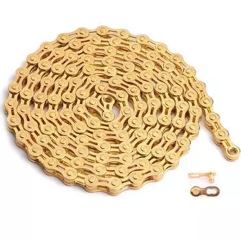Велосипедная цепь MOHEGIA легкая полая ажурная x 116 звеньевая переключающая велосипедная цепь из специальной легированной стали золотистого цвета 6/7/8 скоростей: 1/2 3/32 -