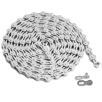 Велосипедная цепь MOHEGIA легкая полая ажурная x 116 звеньевая переключающая велосипедная цепь из специальной легированной стали, серебристая, 6/7/8 скоростей, 1/2 3/32 -