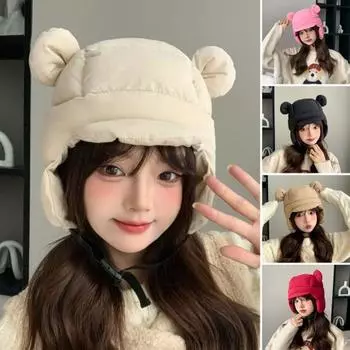 Велосипедная хлопковая шапка с ушами, регулируемым ремешком для подбородка, легкая, для зимы и холода бежевый