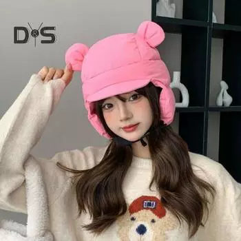 Велосипедная хлопковая шапка с ушами, регулируемым ремешком для подбородка, легкая зимняя ветрозащитная женская шапка для катания на лыжах и езды на велосипеде, защита ушей бежевый