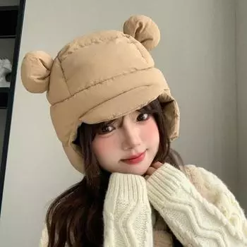 Велосипедная хлопковая шапка с ушами, регулируемым ремешком для подбородка, легкая зимняя ветрозащитная женская шапка для катания на лыжах и езды на велосипеде, защита ушей бежевый