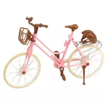 Велосипедная кукла, розовая искусственная велосипедная игрушка, съемная велосипедная корзина, коричневый шлем для маленьких девочек
