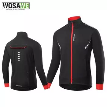 Велосипедная куртка WOSAWE Мужская термофлисовая ветрозащитная велосипедная куртка 2XL чёрный