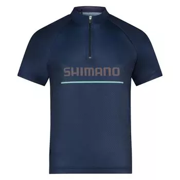 Велосипедная майка SHIMANO COLORE Junior с коротким рукавом, темно-синяя, юниорская. L