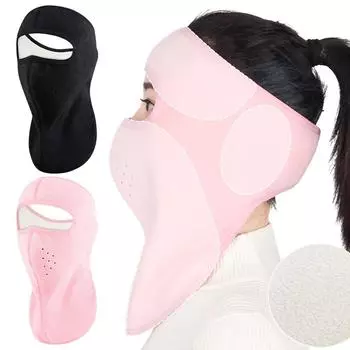 Велосипедная маска для лица дышащая флисовая утеплитель для шеи термо мягкая для мужчин и женщин чёрный