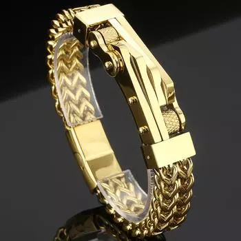 Велосипедная мотоциклетная цепочка, мужской браслет для мужчин, золотой цвет, звено из нержавеющей стали, мужские браслеты на запястье, ювелирные аксессуары, крутые 21CM серебряный