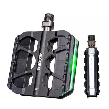 Велосипедная педаль GORIX LED Flat Pedal 3 подшипника алюминиевые педали совместимы с шоссейным кроссом MTB и другими ездовыми на замену педалям [с подсветкой]