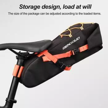 Велосипедная седельная сумка, двухслойная водонепроницаемая сумка для хранения большой емкости, многофункциональный велосипедный инструмент, грузовой держатель, подседельный штырь, профессиональное велосипедное оборудование чёрный