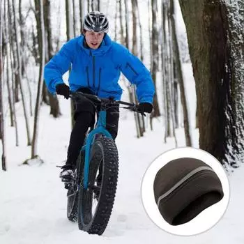 Велосипедная шапка-бини для езды на открытом воздухе со светоотражающей полосой, ветрозащитная защита ушей, мотоциклетный шлем чёрный