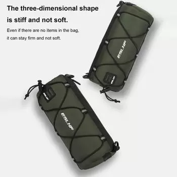 Велосипедная сумка, портативная сумка на руль с застежкой и лентой, многофункциональная велосипедная сумка большой вместимости для занятий спортом на открытом воздухе зелёный/чёрный