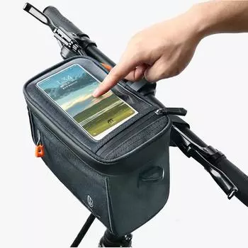 Велосипедная сумка с сенсорным экраном, непромокаемая передняя рама велосипеда, держатель для мобильного телефона, верхняя сумка-трубка, аксессуары для велоспорта 6.7inch чёрный
