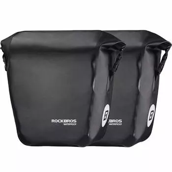 Велосипедная задняя сумка ROCKBROS, водонепроницаемая сумка на плечо, набор из 2 сумок-корзин, большая вместительная сумка-переноска чёрный