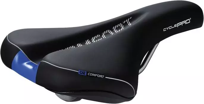 Велосипедное седло CYCLE PRO для комфорта и устойчивости, стальная направляющая 382 г, шоссейный горный велосипед, кроссовый велосипед, черный/синий CP-SD6335