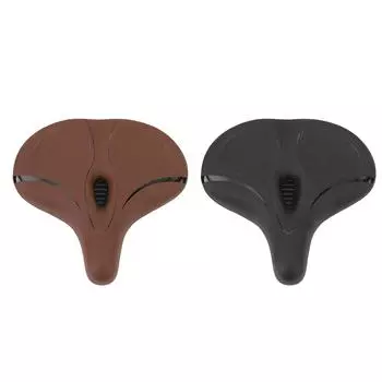 Велосипедное седло увеличенного размера из искусственной кожи с эффектом памяти, дышащее, двойное амортизирующее велосипедное сиденье Black