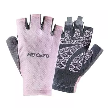 Велосипедное снаряжение Митенки с половиной пальцев Вождение Рыбалка Митенки Велосипедные перчатки Перчатки из ледяного шелка pink-L