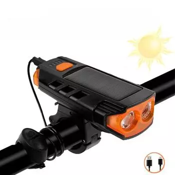 Велосипедные фары, двойные перезаряжаемые на солнечных батареях звуковые сигналы T6, дальний и ближний свет, ночные ходовые огни, снаряжение для езды на горных велосипедах.