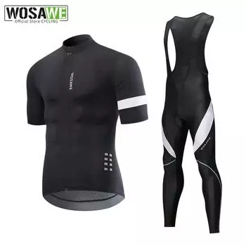 Велосипедные комплекты WOSAWE Мужские шоссейные велосипедные брюки с коротким рукавом из джерси с гелевой подкладкой