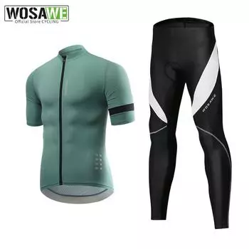 Велосипедные комплекты WOSAWE Мужские велосипедные трикотажные брюки с коротким рукавом и длинными брюками с гелевой подкладкой M
