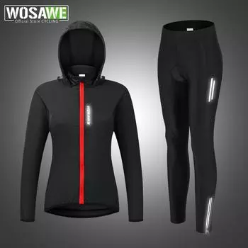 Велосипедные комплекты WOSAWE Женская велосипедная куртка MTB с гелевой подкладкой Длинные брюки Черные S чёрный
