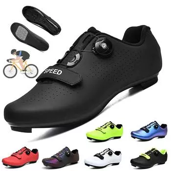 Велосипедные кроссовки. Обувь на шипах для шоссейного велосипеда. Мужские скоростные кроссовки для горных гонок. Женские велосипедные туфли на плоской подошве. Профессиональные спортивные спортивные велосипедные туфли на открытом воздухе. 37 черный бин