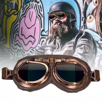 Велосипедные очки Ветрозащитные пыленепроницаемые Ударопрочные Нескользящие эластичные ремешки с защитой от ультрафиолета Пластиковые мотоциклетные очки в винтажном стиле для улицы серый