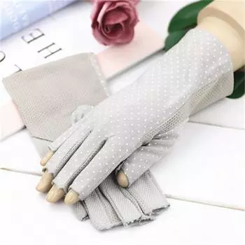 Велосипедные перчатки из чистого хлопка с защитой от утечек, короткие УФ-полупальцы, женские летние перчатки с открытыми пальцами для верховой езды, защита от солнца, ультратонкие защитные перчатки для вождения 20cm темно-фиолетового