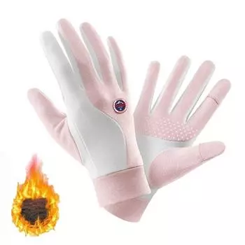 Велосипедные перчатки Нескользящие термофлисовые перчатки для мужчин и женщин Велосипедные велосипедные мотоциклетные перчатки Открытый Туризм Бег Лыжные варежки фиолетовый