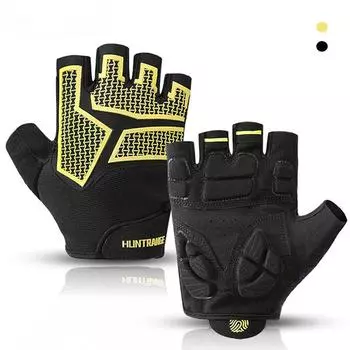 Велосипедные перчатки с мягкой подкладкой, велосипедные перчатки с половиной пальца, амортизирующие противоскользящие перчатки для горного велосипеда, шоссейные велосипедные перчатки для мужчин и женщин S жёлтый