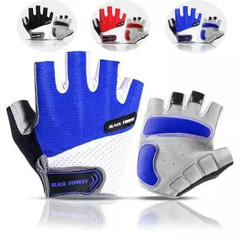 Велосипедные перчатки с половиной пальца для мужчин и женщин, дышащие, нескользящие, спортивные, для тренажерного зала, фитнеса, тяжелой атлетики, мотоциклетные, велосипедные перчатки M чёрный