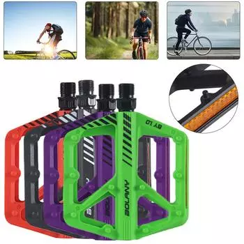 Велосипедные плоские педали DU Герметичные подшипники Педали для велосипедного подшипника с отражателем Предупреждающие педали Аксессуары для горного велосипеда фиолетовый