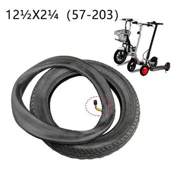 Велосипедные шины 12,5x2,25 дюйма 12/2 x 2/4 дюйма 57-203 Защита от проколов + внутренняя трубка чёрный