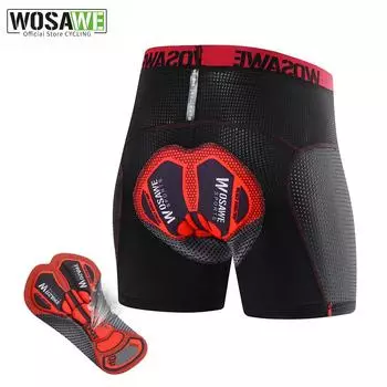 Велосипедные шорты WOSAWE Мужское нижнее белье для велоспорта 5D Велосипедные трусы с гелевой подкладкой Шорты для верховой езды M красный