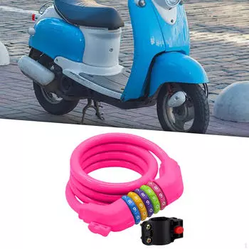 Велосипедные замки Противоугонная цепь с 5-значным кодом Прочный практичный навесной замок для экономии места Защита велосипеда для розовый