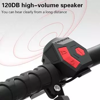 Велосипедный электронный гудок, перезаряжаемый через USB, велосипедный руль, велосипедная сигнализация, звонок 120 дБ, громкий гудок, противоугонный звонок для скутера чёрный