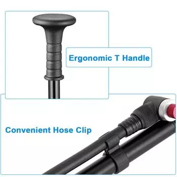 Велосипедный амортизатор с манометром 300PSI, воздушный насос для накачивания шин высокого давления для велосипеда S чёрный