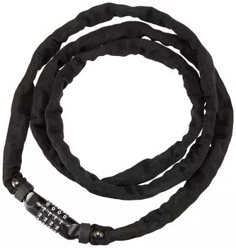 Велосипедный цепной замок kuhaku Dial type, 4 цифры, свободная настройка, толщина 4 мм x длина 180 см, черный 30372 (мандарин)