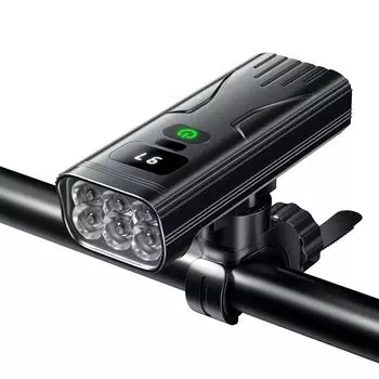Велосипедный фонарь 5600 мАч, мощные лампы большой емкости, автоматическое освещение, перезаряжаемый через USB велосипедный фонарь, высокая яркость 1000 люмен, 5 режимов затемнения чёрный