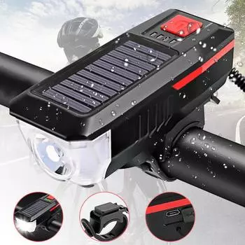 Велосипедный фонарь на солнечной батарее USB Перезаряжаемая велосипедная фара задний фонарь MTB велосипед передний фонарь рог Велоспорт аксессуары для фонарей зелёный