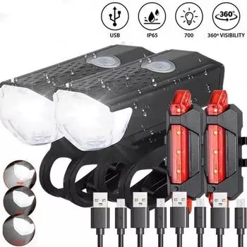 Велосипедный фонарь, передний и задний задний фонарь, USB аккумуляторная лампа для горного велосипеда, водонепроницаемая 800LM, велосипедная фара, велосипедный фонарик