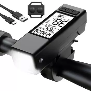 Велосипедный фонарь, перезаряжаемый, 2600 мАч, большой емкости, дорожный велосипедный фонарь, мощная лампа, яркий кошачий глаз, велокомпьютер, 3 уровня затемнения, индикатор уровня заряда батареи