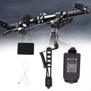 Велосипедный фонарь с передним звуковым сигналом IPX5 водонепроницаемый уличный велосипедный фонарик безопасное предупреждение чёрный